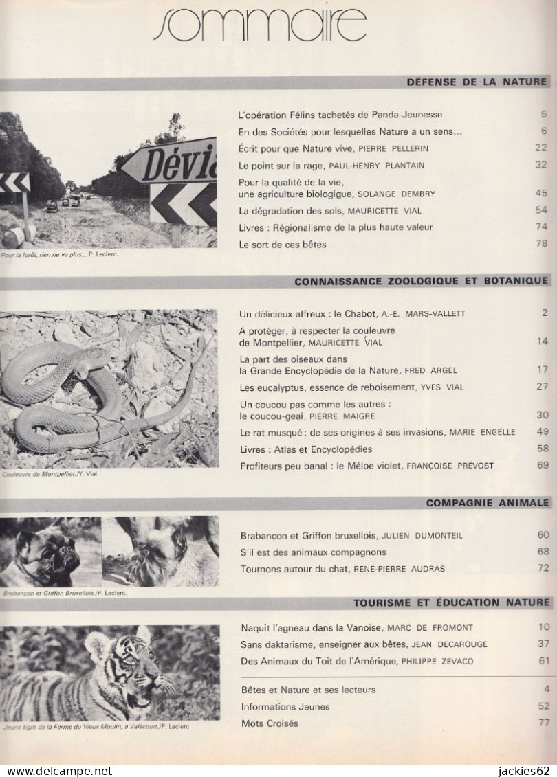 100/ LA VIE DES BETES / BETES ET NATURE N° 100 Du 8/1972, Poster Inclu, Voir Sommaire - Animales
