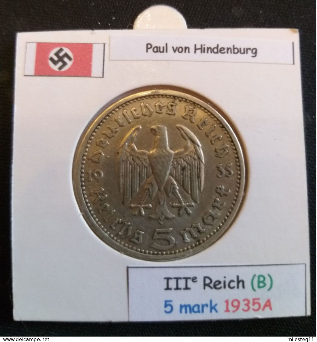 Pièce De 5 Reichsmark De 1935A (Berlin) Paul Von Hindenburg (position B) - 5 Reichsmark