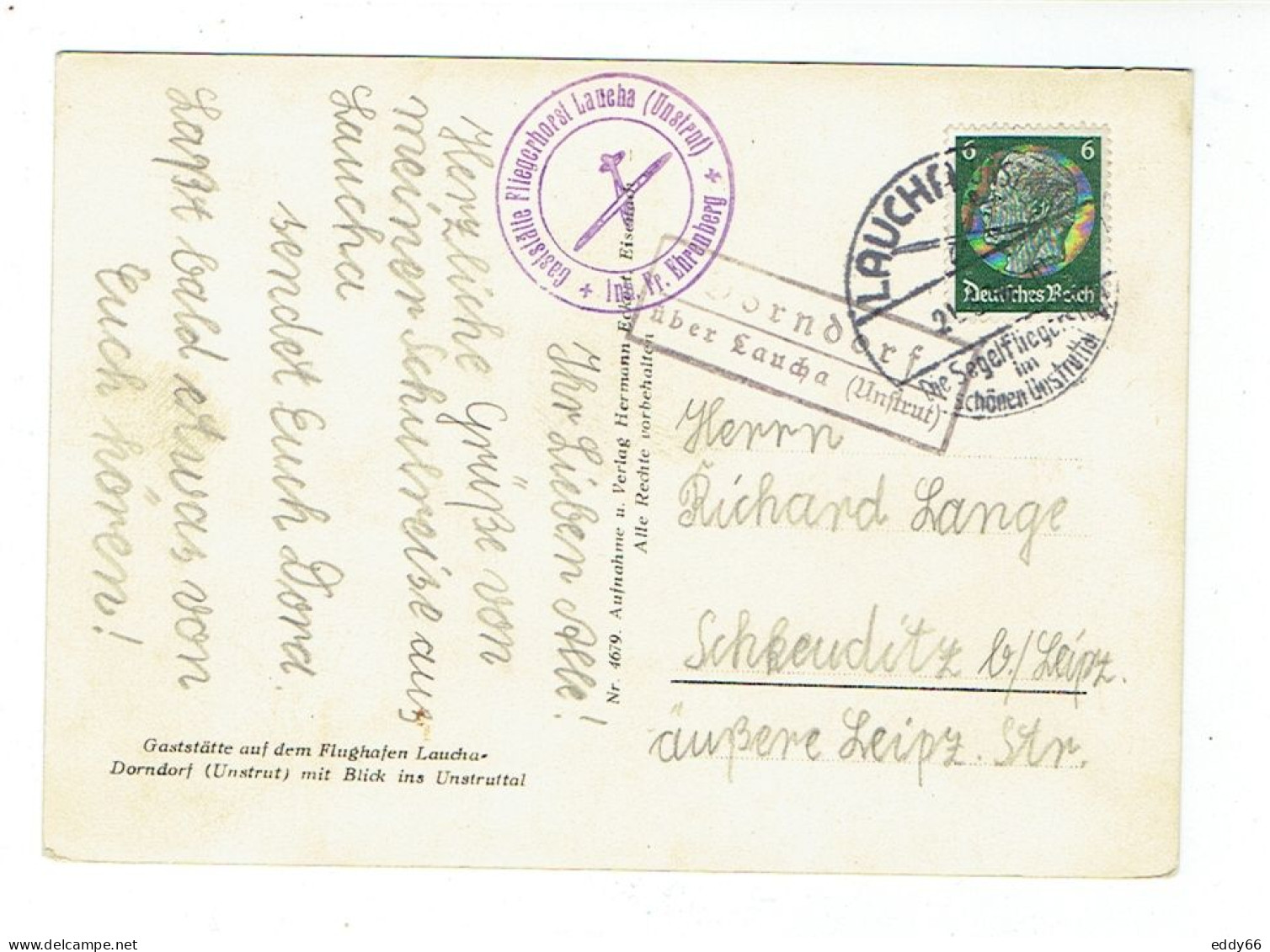 Ansichtskarte Laucha-Dorndorf  - Gaststätte Am Flughafen Aus Dem Jahr  1936 - Freyburg A. D. Unstrut