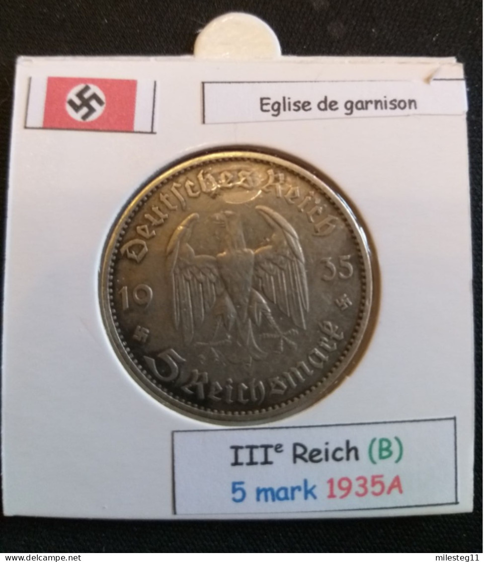 Pièce De 5 Reichsmark De 1935A (Berlin) Eglise De Garnison (position B) - 5 Reichsmark