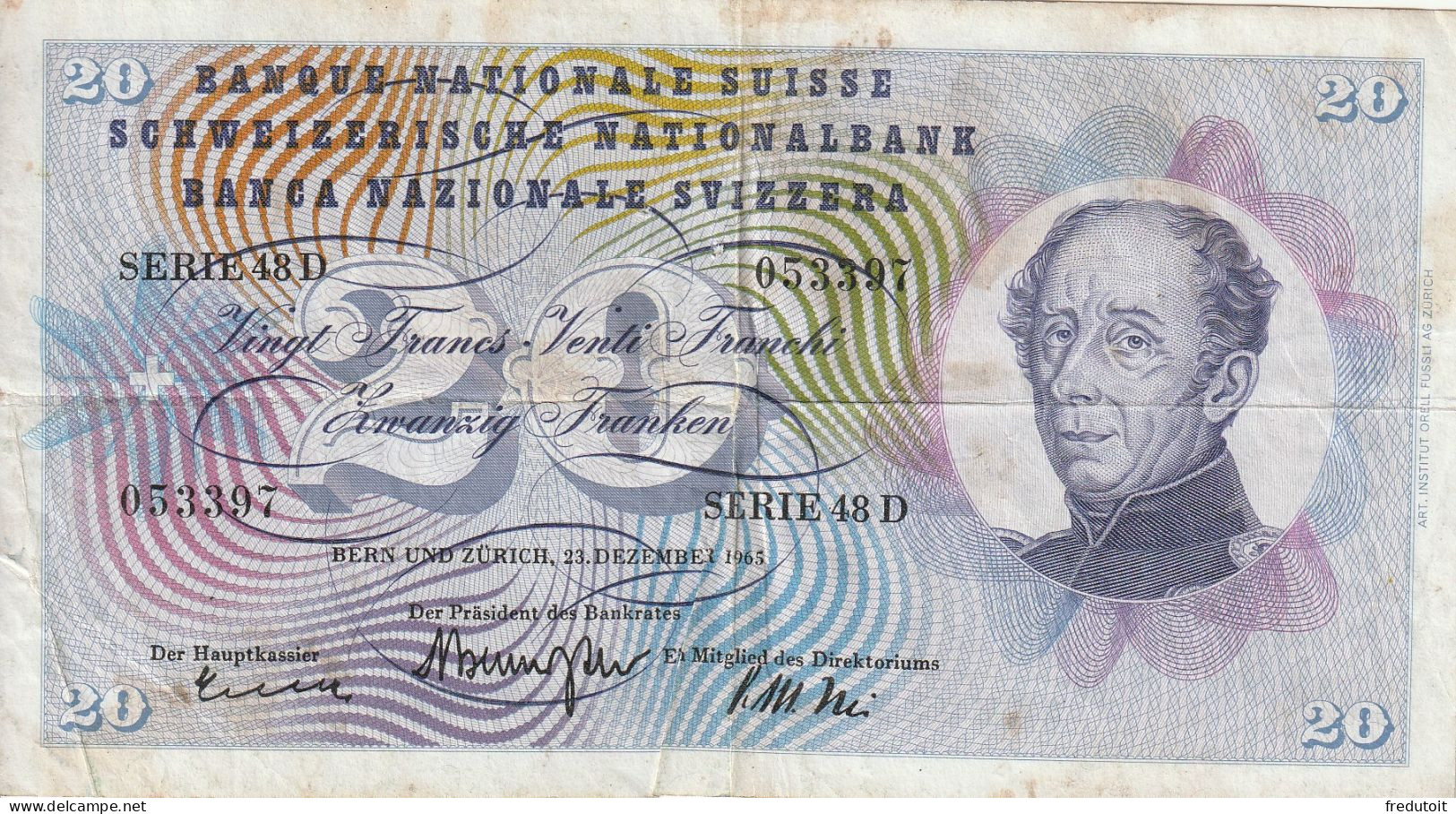 SUISSE - 20 Francs 1965- - Schweiz