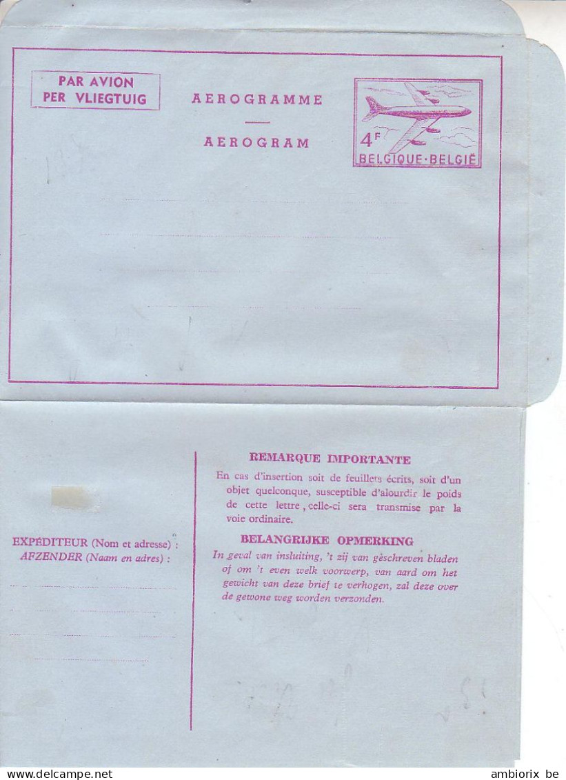 Aérogramme Série 6V  - FN - Timbre à 4 Fr - Vergeures Verticales à 25 Mm - Aérogrammes