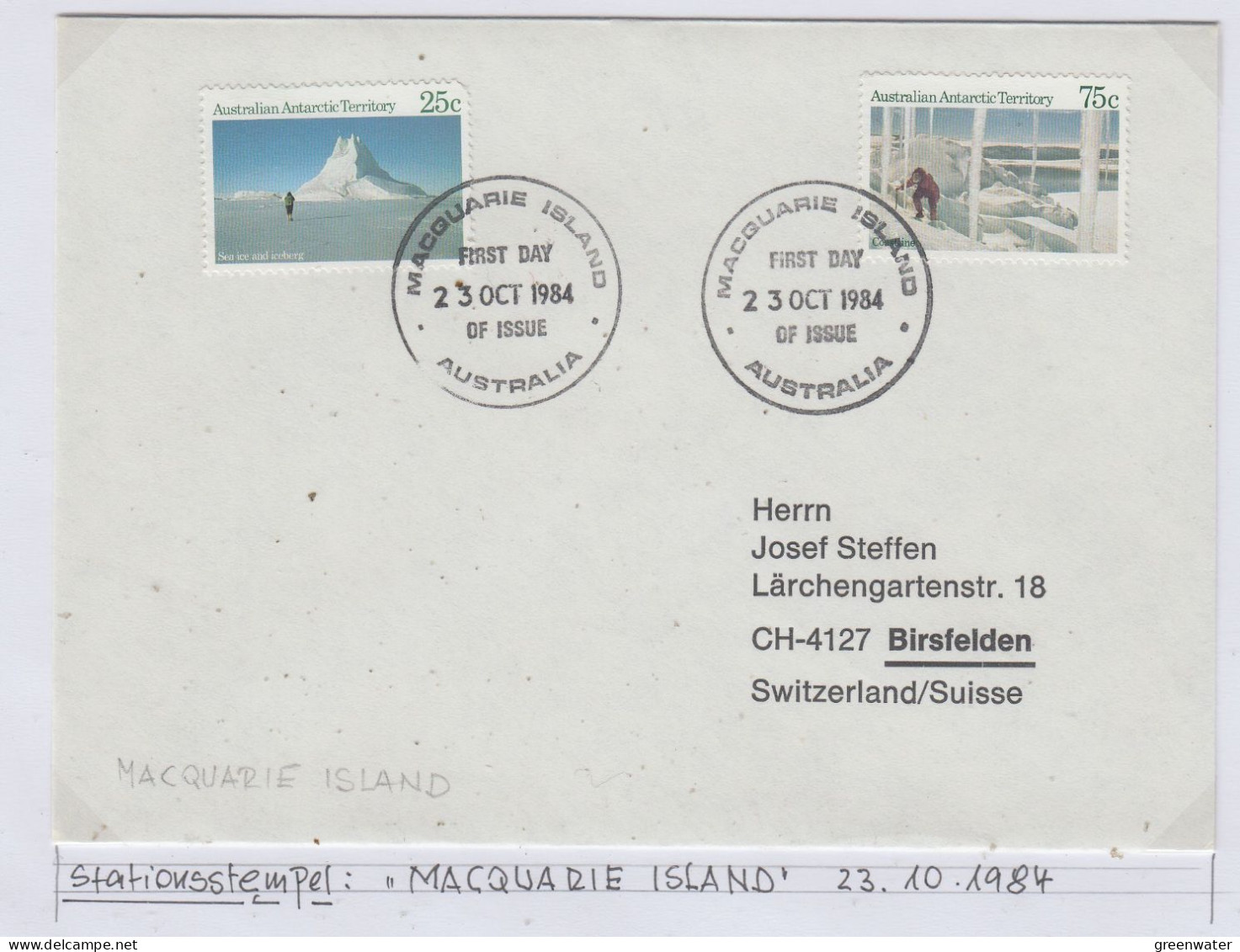 AAT Definitives / Landscapes 2v FDC Ca Macquarie 23.10.1984 (AS163A) - FDC