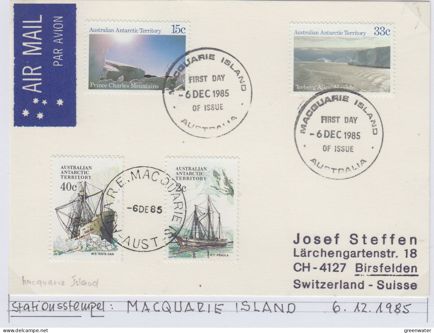 AAT Definitives / Landscapes 2v FDC +2v Ships Ca Macquarie 6.12.1985 (AS163B) - FDC