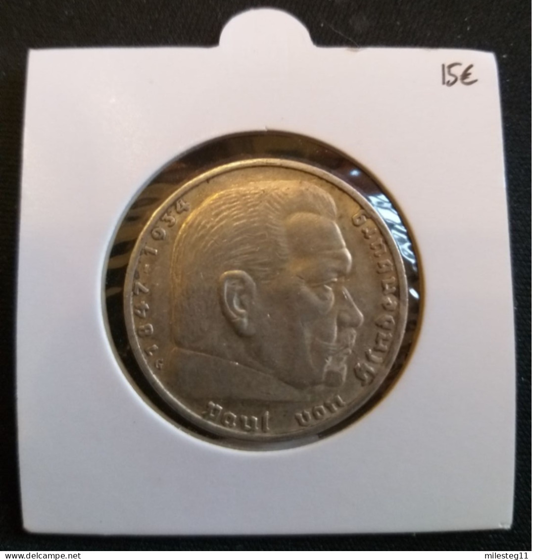 Pièce De 5 Reichsmark De 1935G (Karlruhe) Paul Von Hindenburg (position A) - 5 Reichsmark