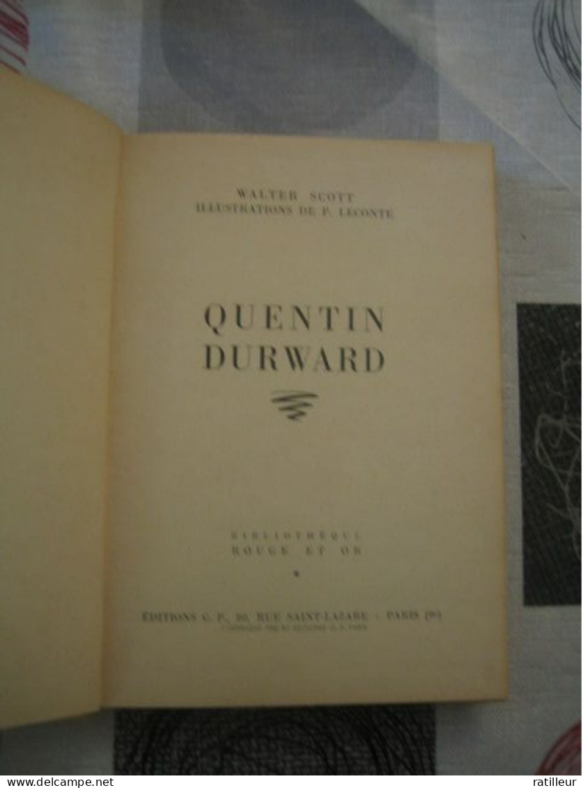 Quentin Durward - Walter Scott - Bibliotheque Rouge Et Or