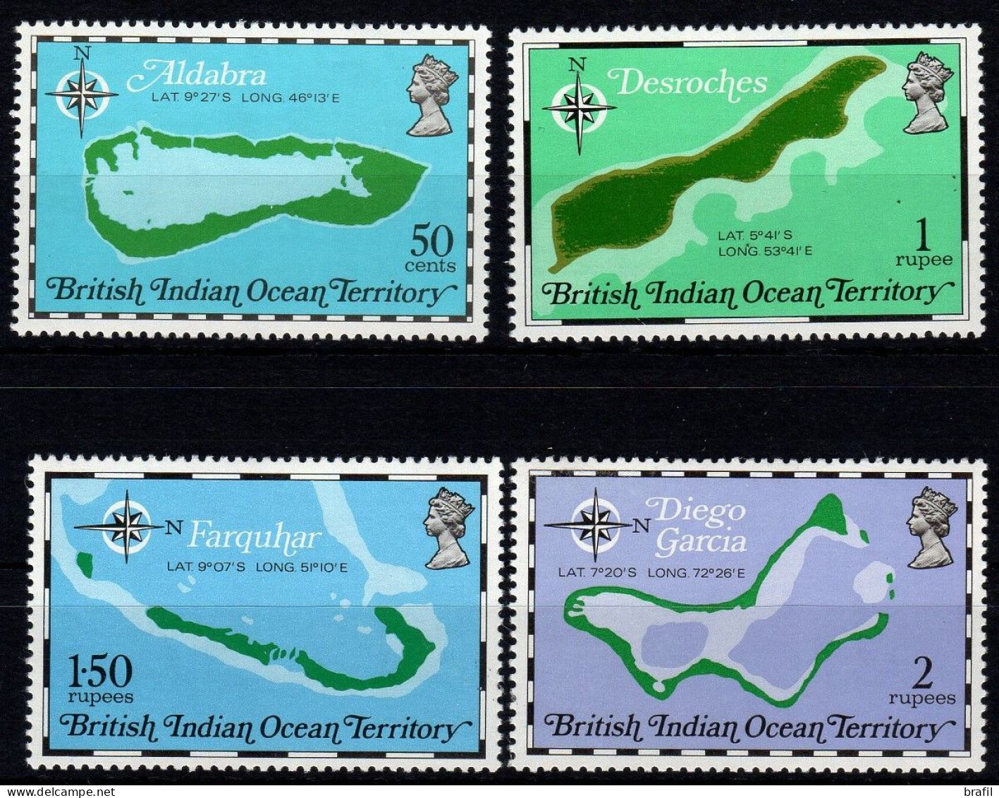 1972 Territorio Britannico Dell'Oceano Indiano, Mappe, Serie Completa Nuova (**) - Territoire Britannique De L'Océan Indien