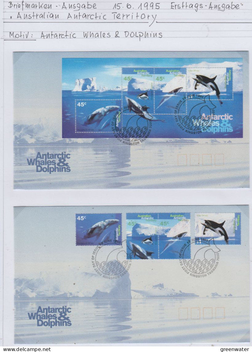AAT 1995 Whales & Dolphins 4v + M/s  2 FDC Ca Kingston (AS166) - FDC