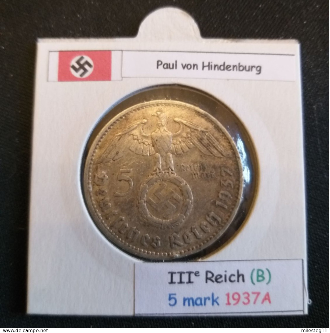 Pièce De 5 Reichsmark De 1937A (Berlin) Paul Von Hindenburg (position B) - 5 Reichsmark