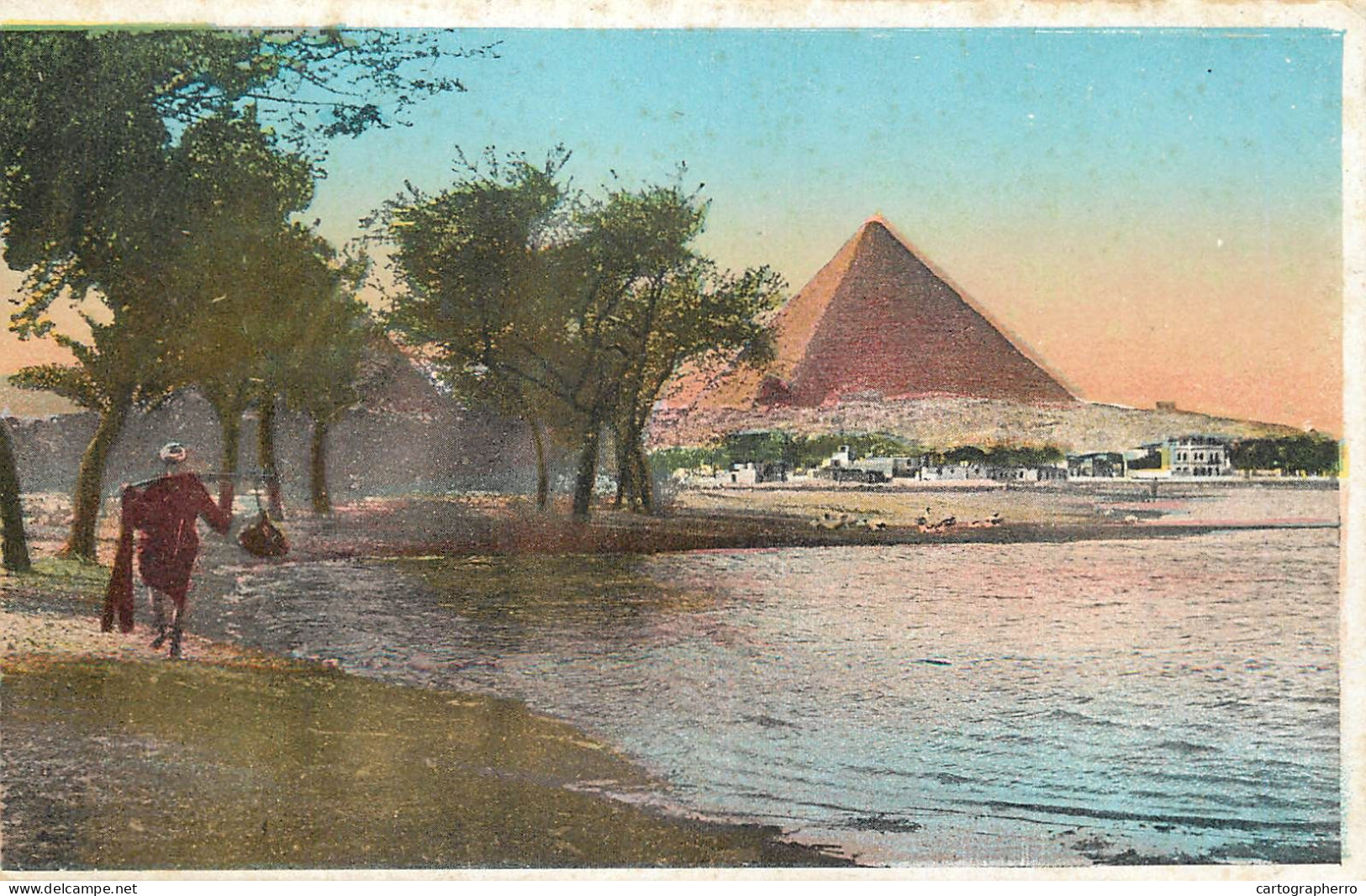 Postcard Egypt Giza Village On The Floot - Pyramiden