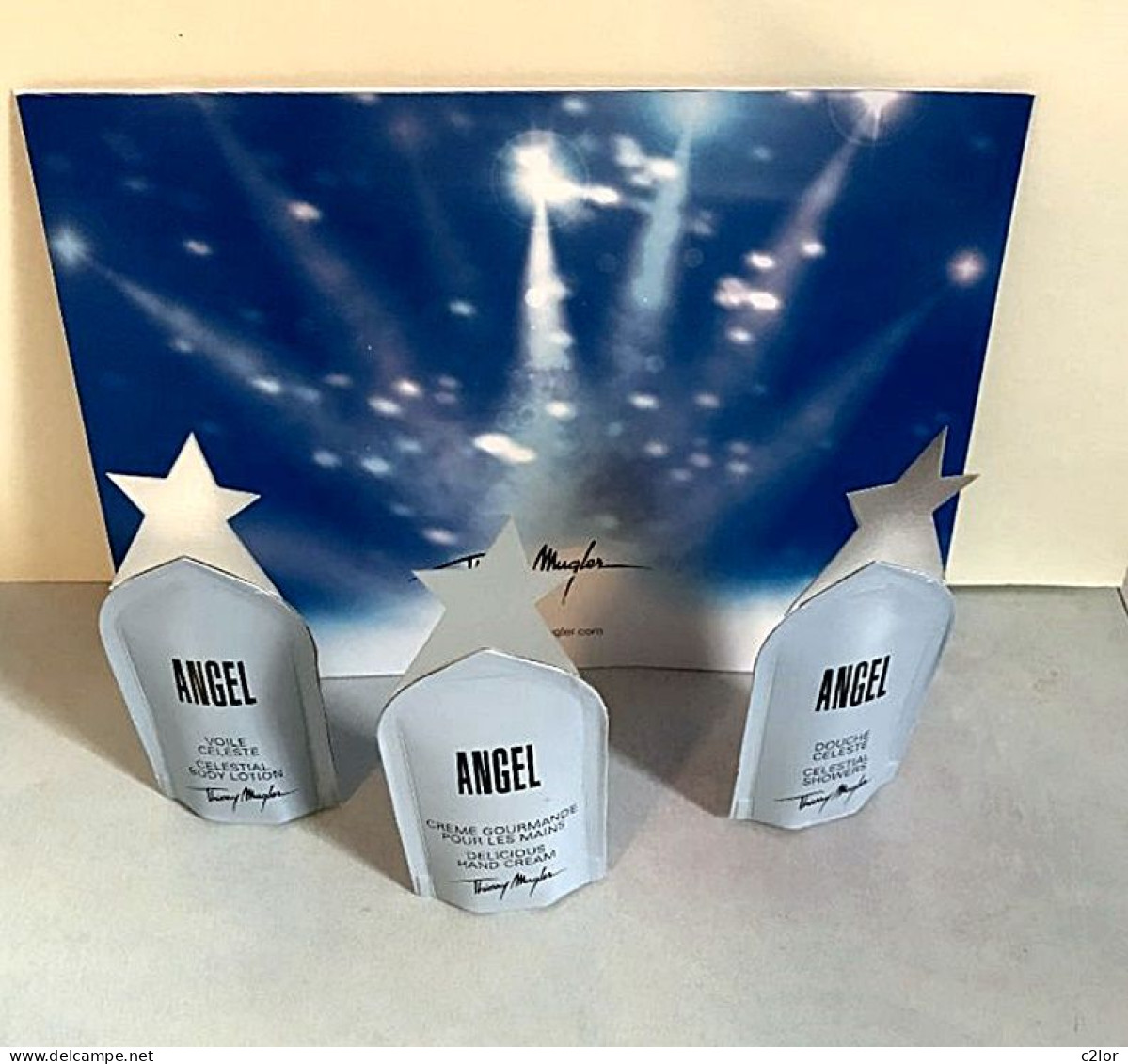 3 Echantillons " ANGEL" De MUGLER Et Un Dépliant Illustré Dans Leur Cartonnage D'origine Vintage - Parfumproben - Phiolen