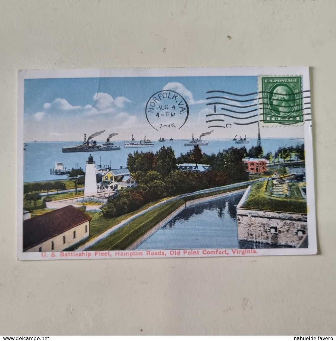 Carta Postale Circulèe - 1915 - USA - NORFOLK, V.A.. - U.S. Battleship Fleet, Hampton Roads, Old Point Comfort - Norfolk