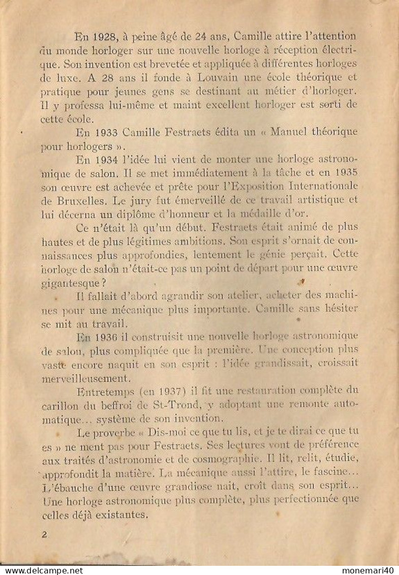 STUDIO - FESTRAETS - L'HORLOGE ASTRONOMIQUE DE COMPENSATION - VILLE DE SAINT-TROND.