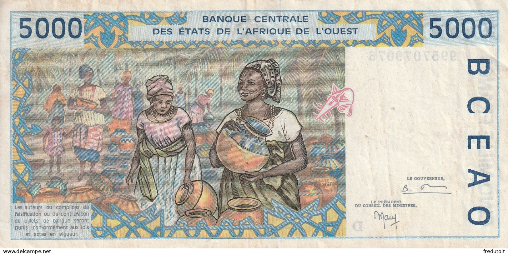 Etats D'Afrique De L'ouest - 5000 Francs  1999 "Mali" - États D'Afrique De L'Ouest