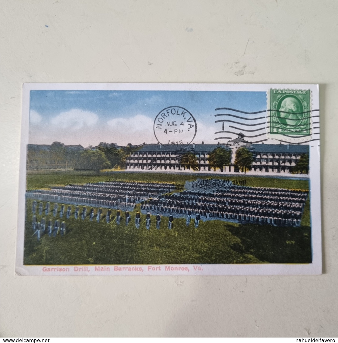 Carta Postale Circulèe - 1915 - USA - NORFOLK, V.A.. - Garrison Drill, Main Barracks, Fort Monroe - Norfolk