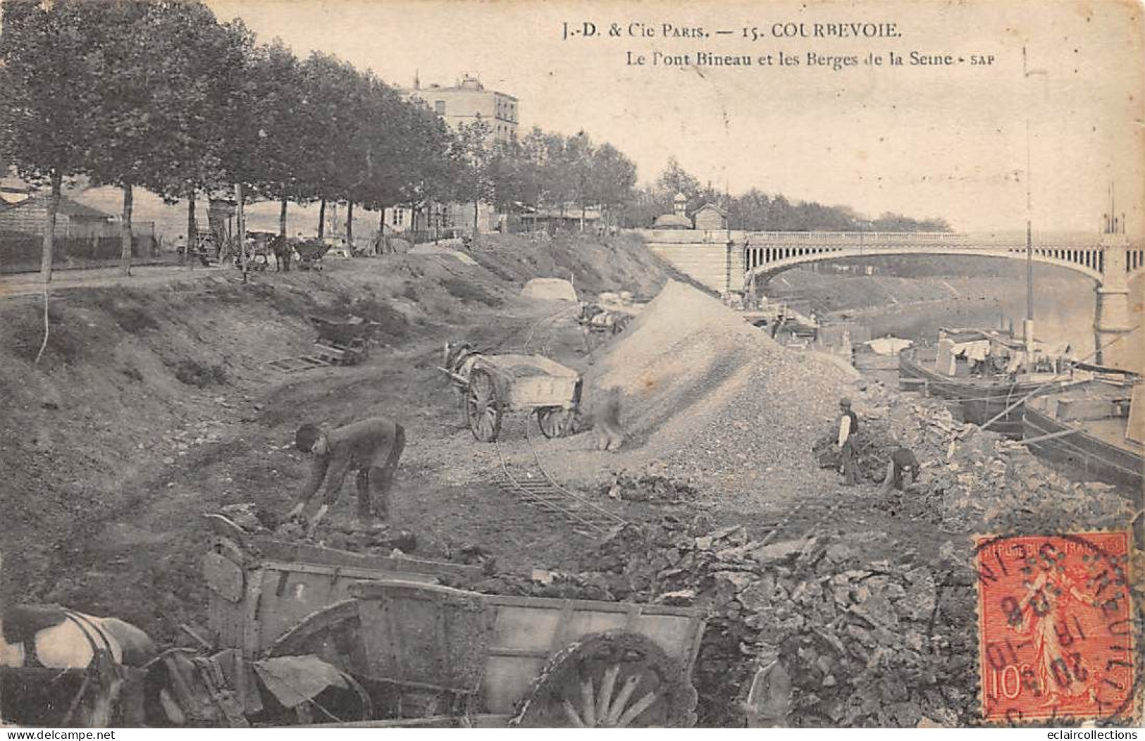 Courbevoie       92       Pont Bineau Et Berges De La Seine  .  Ouvriers Pierres.      N°3           (Voir Scan) - Courbevoie