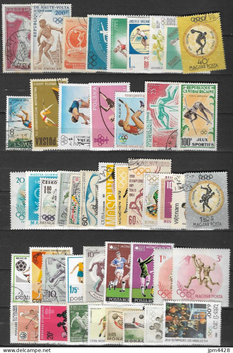 Monde Lot De 155 Timbres Oblitérés Et 2 Cartes 1er Jour - Nombreux Thémes Sportifs - Sport - Mezclas (max 999 Sellos)