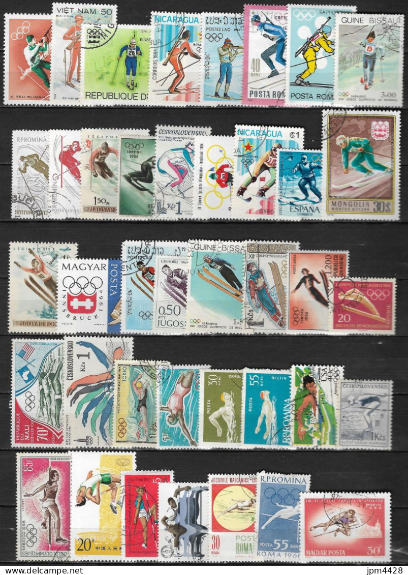 Monde Lot De 155 Timbres Oblitérés Et 2 Cartes 1er Jour - Nombreux Thémes Sportifs - Sport - Mezclas (max 999 Sellos)