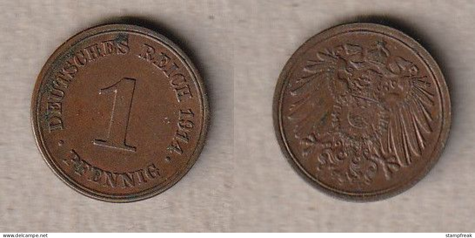 00911) Dt. Kaiserreich, 1 Pfennig 1914E - 1 Pfennig