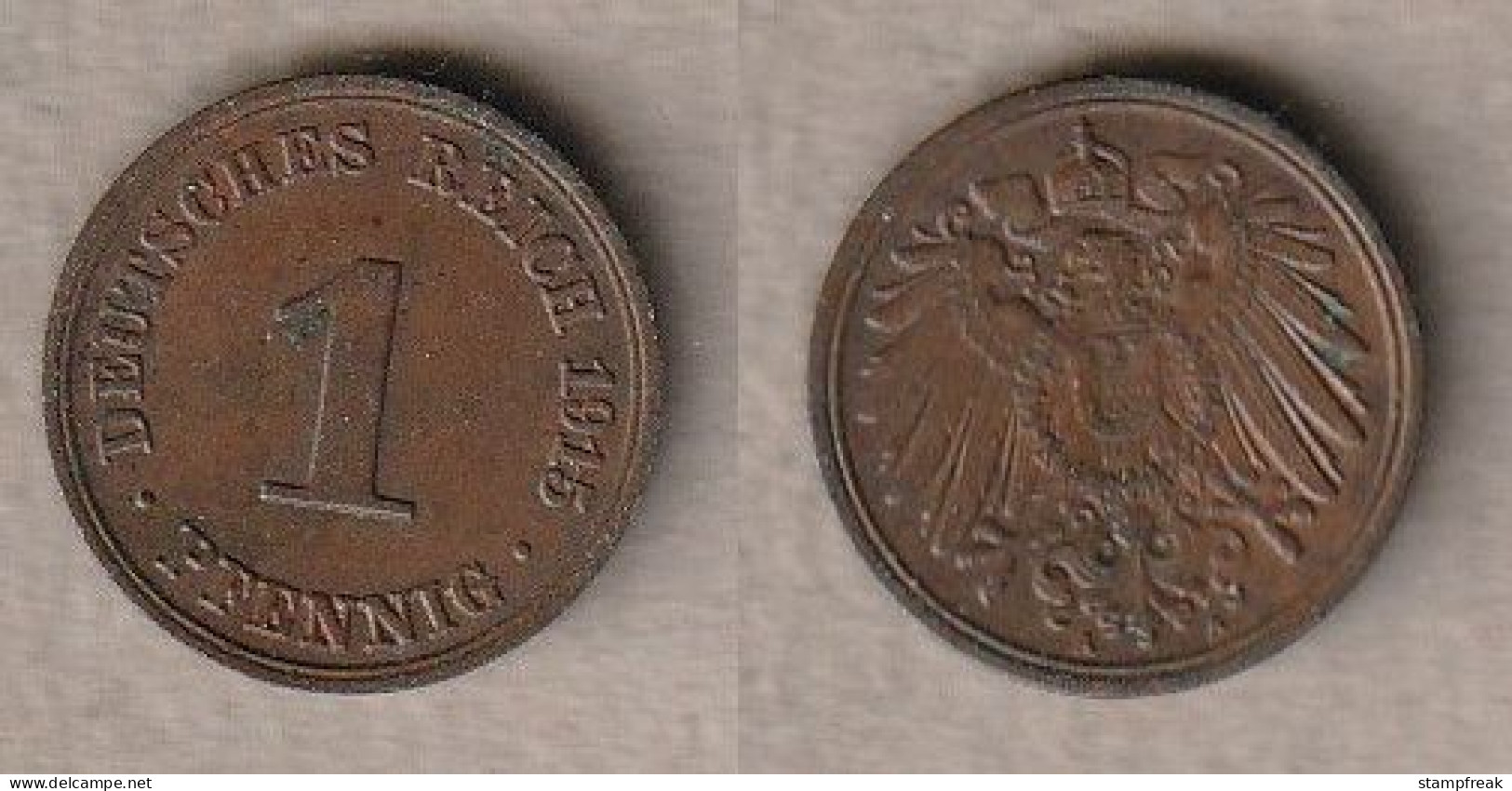 00912) Dt. Kaiserreich, 1 Pfennig 1915A - 1 Pfennig