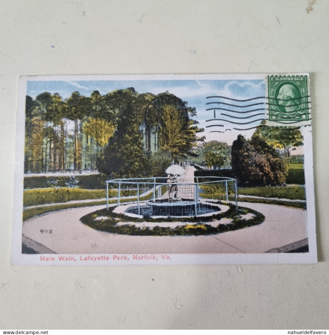 Carta Postale Circulèe - 1915 - USA - NORFOLK, V.A.. - Main Walk, Lafayette Park - Norfolk