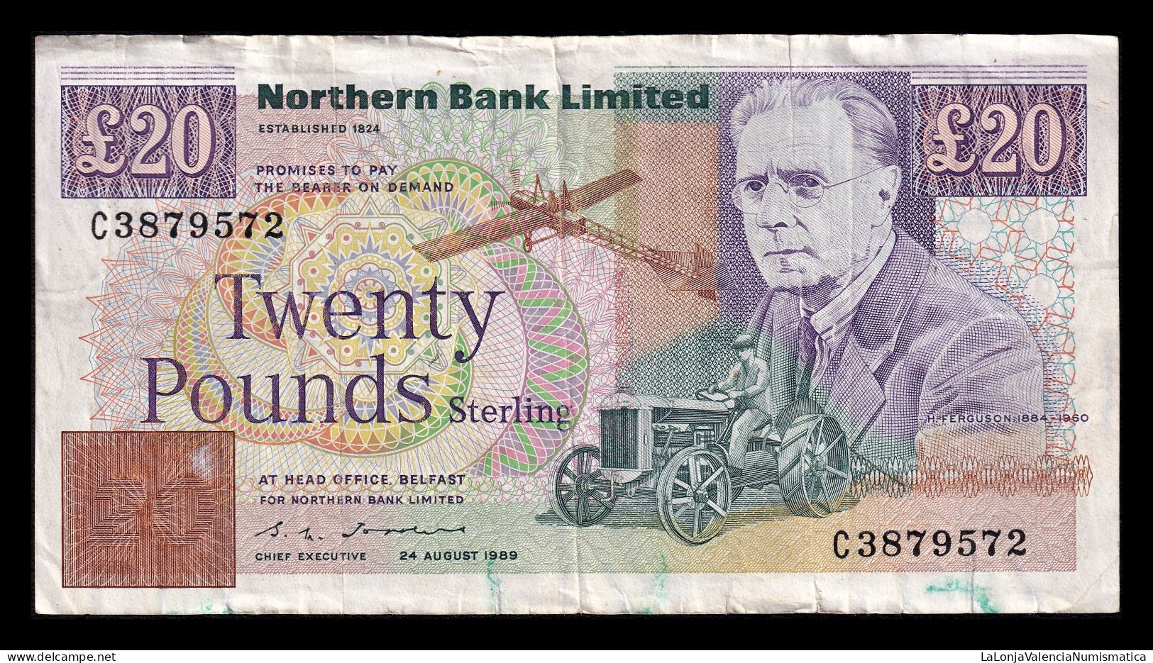 Irlanda Del Norte Northern Ireland 20 Pounds Sterling 1989 Pick 195b Bc/Mbc F/Vf - Ireland