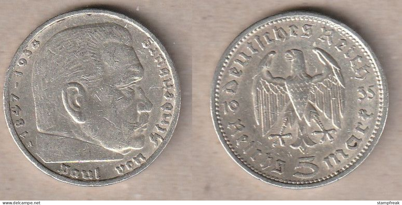 01344) Deutschland, 3. Reich, 5 Mark 1935A - 5 Reichsmark