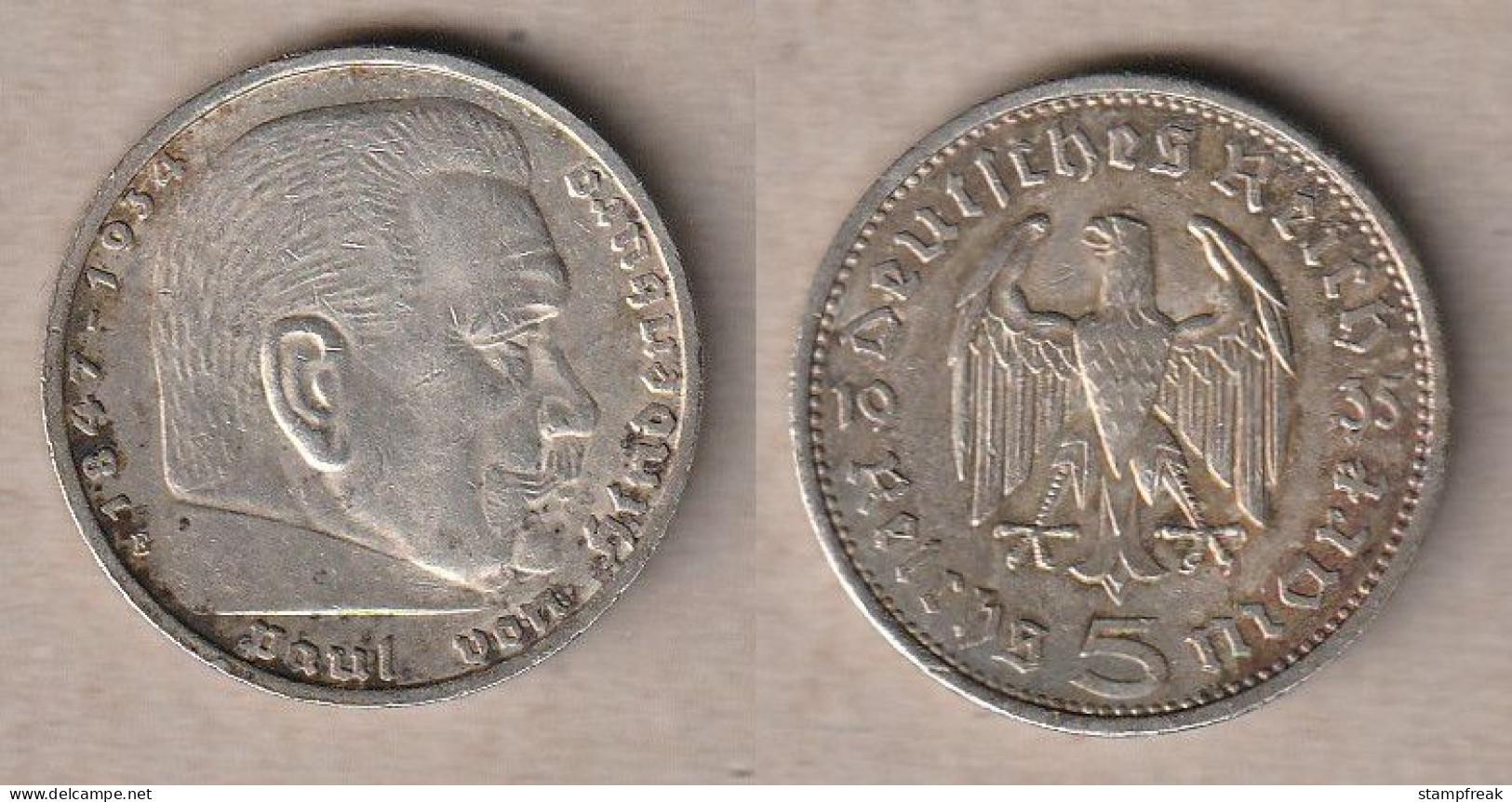 01342) Deutschland, 3. Reich, 5 Mark 1935E - 5 Reichsmark