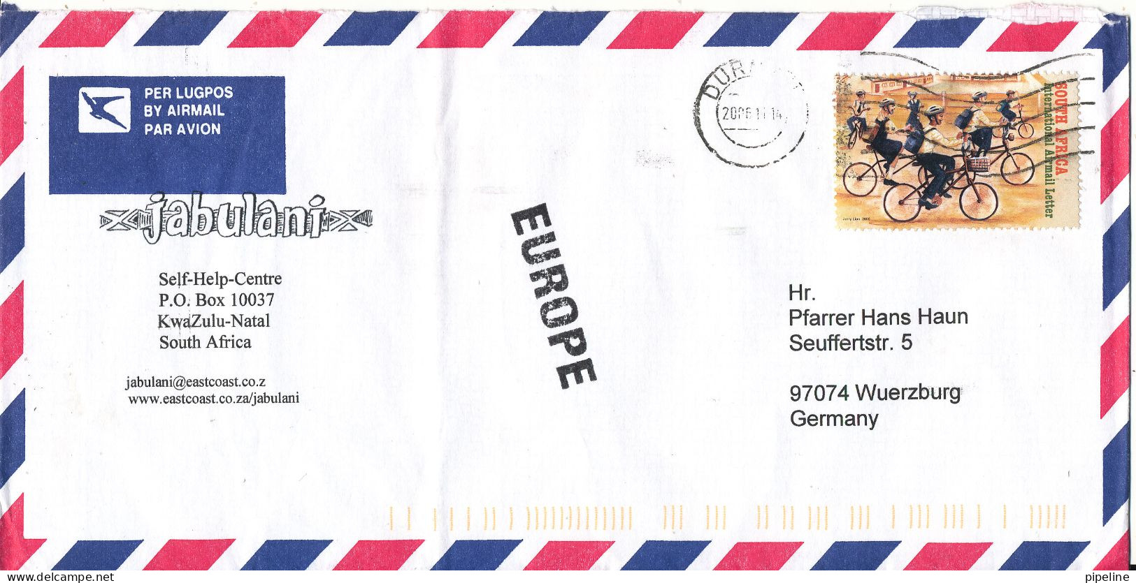 South Africa Air Mail Cover Sent To Germany 2006 - Luchtpost