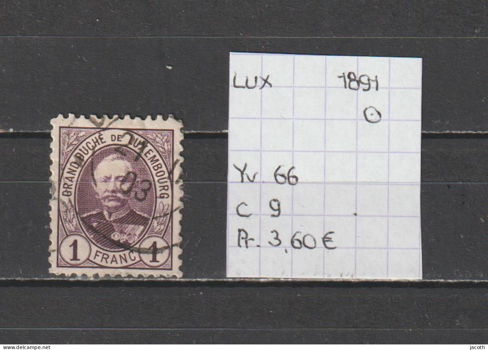 (TJ) Luxembourg 1891 - YT 66 (gest./obl./used) - 1891 Adolfo Di Fronte