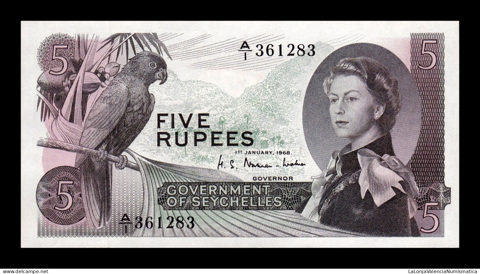 Seychelles 5 Rupees Elizabeth II 1968 Pick 14 Sc Unc - Seychellen