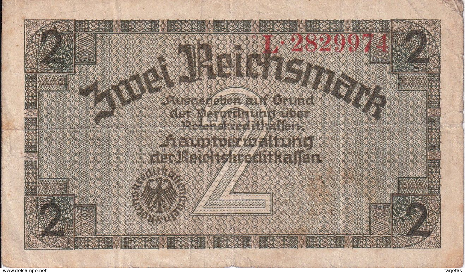 BILLETE DE ALEMANIA DE 2 REICHSMARK DEL AÑO 1939  (BANKNOTE) - Other & Unclassified