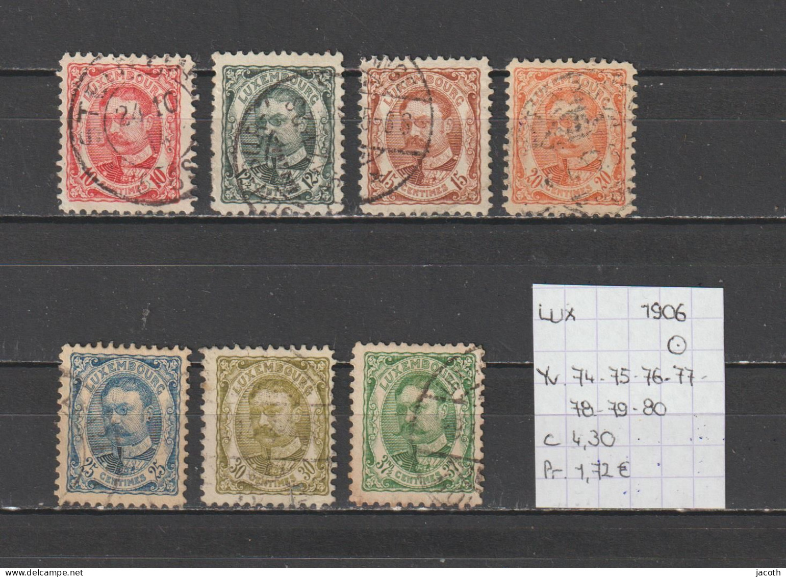 (TJ) Luxembourg 1906 - YT 74 + 75 + 76 + 77 + 78 + 79 + 80 (gest./obl./used) - 1906 Willem IV
