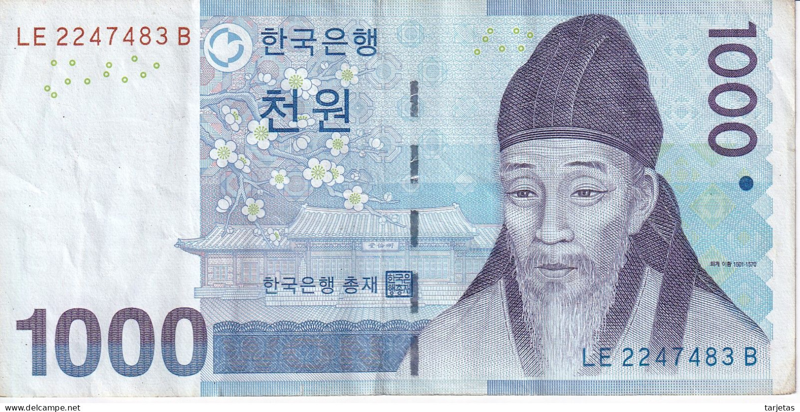 BILLETE DE COREA DEL SUR DE 1000 WON DEL AÑO 2007 (BANKNOTE) - Korea, Zuid