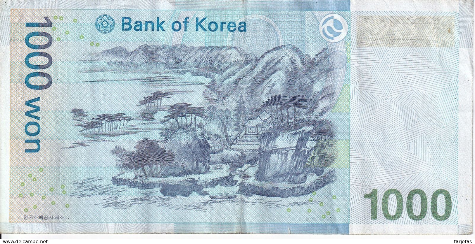 BILLETE DE COREA DEL SUR DE 1000 WON DEL AÑO 2007 (BANKNOTE) - Korea (Süd-)