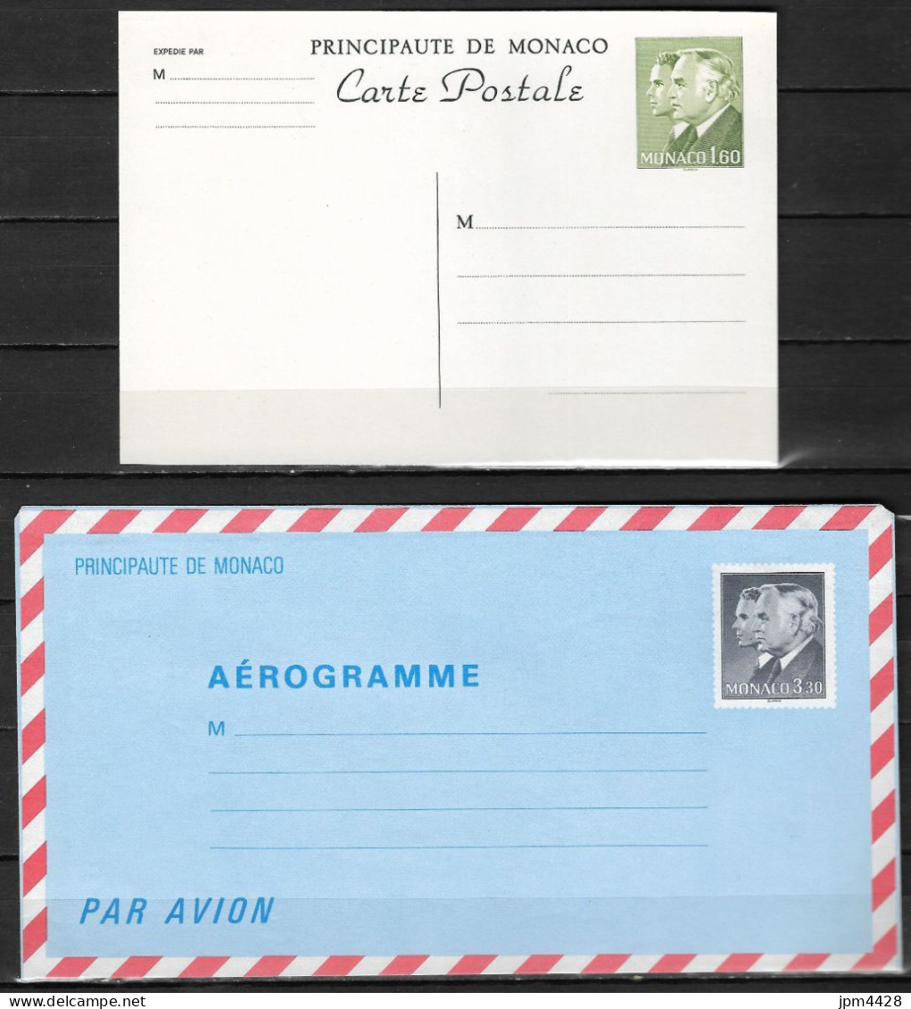 MONACO Lot De 9 Entiers Postaux - CP 34,35,36,37(2),38 - Env 322, 323 - Aérogramme 506 - Postal Stationery