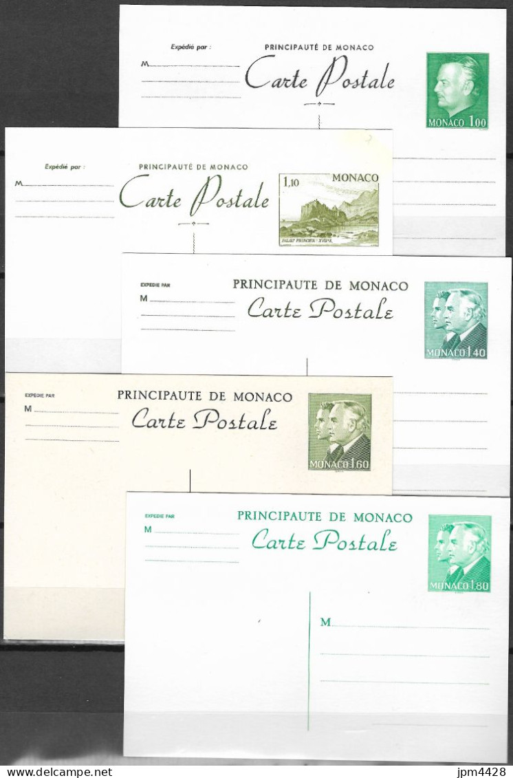 MONACO Lot De 9 Entiers Postaux - CP 34,35,36,37(2),38 - Env 322, 323 - Aérogramme 506 - Postal Stationery