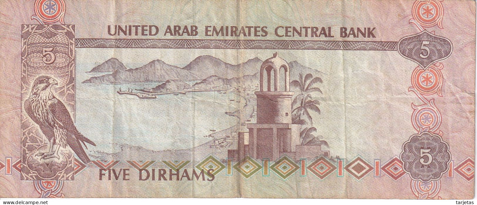 BILLETE DE EMIRATOS ARABES DE 5 DIRHAMS DEL AÑO 1982  (BANKNOTE) - Ver. Arab. Emirate