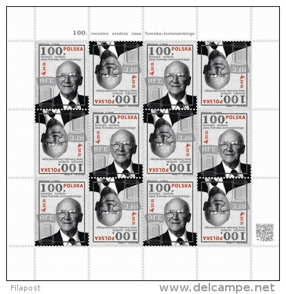 POLAND 2014, 100TH Birthday Of Jan Nowak Jezioranski RFE FREE EUROPE RADIO, SHEET MNH ** - Nuevos