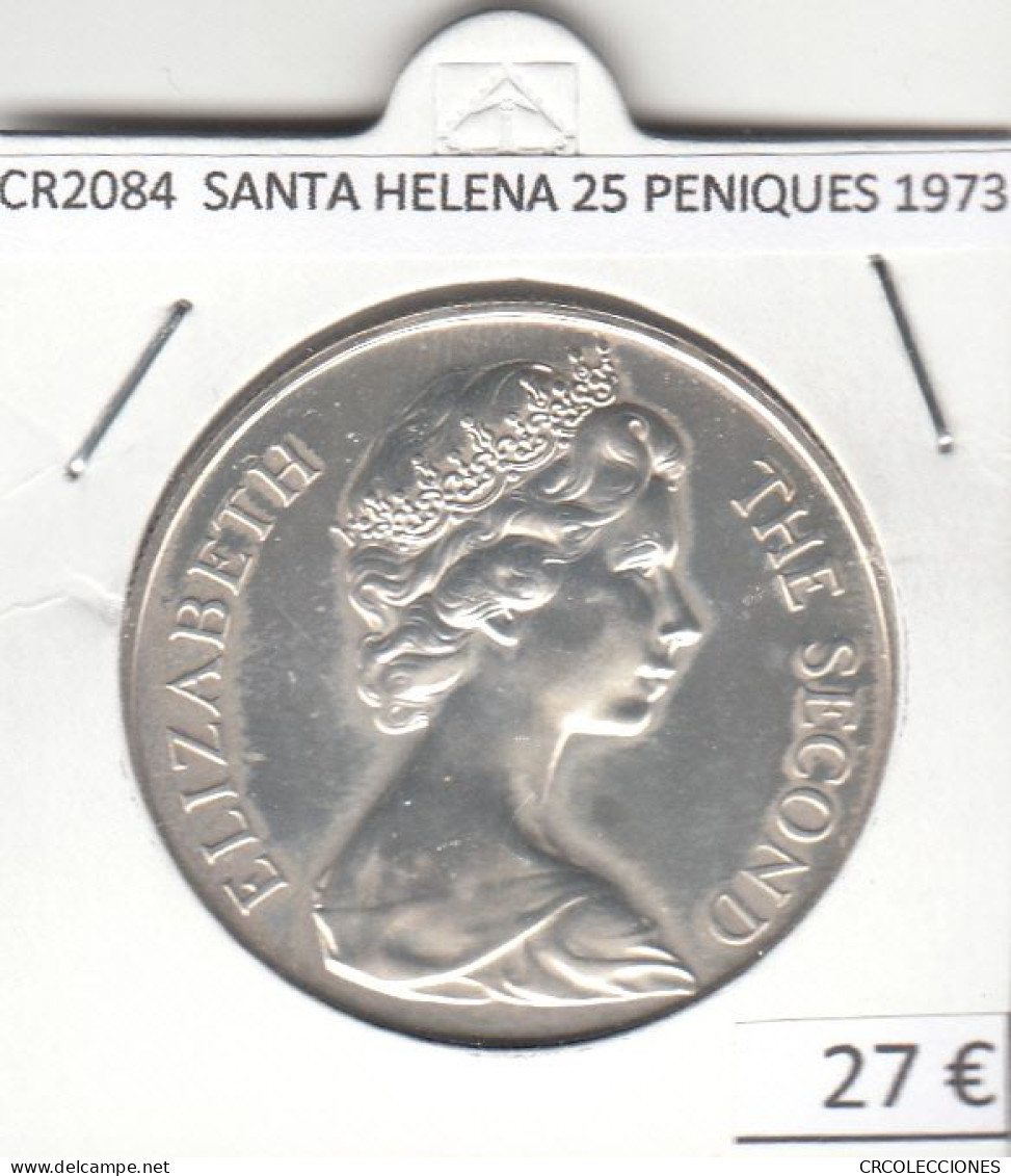 CR2084 MONEDA SANTA HELENA 25 PENIQUES 1973 PLATA - Santa Helena