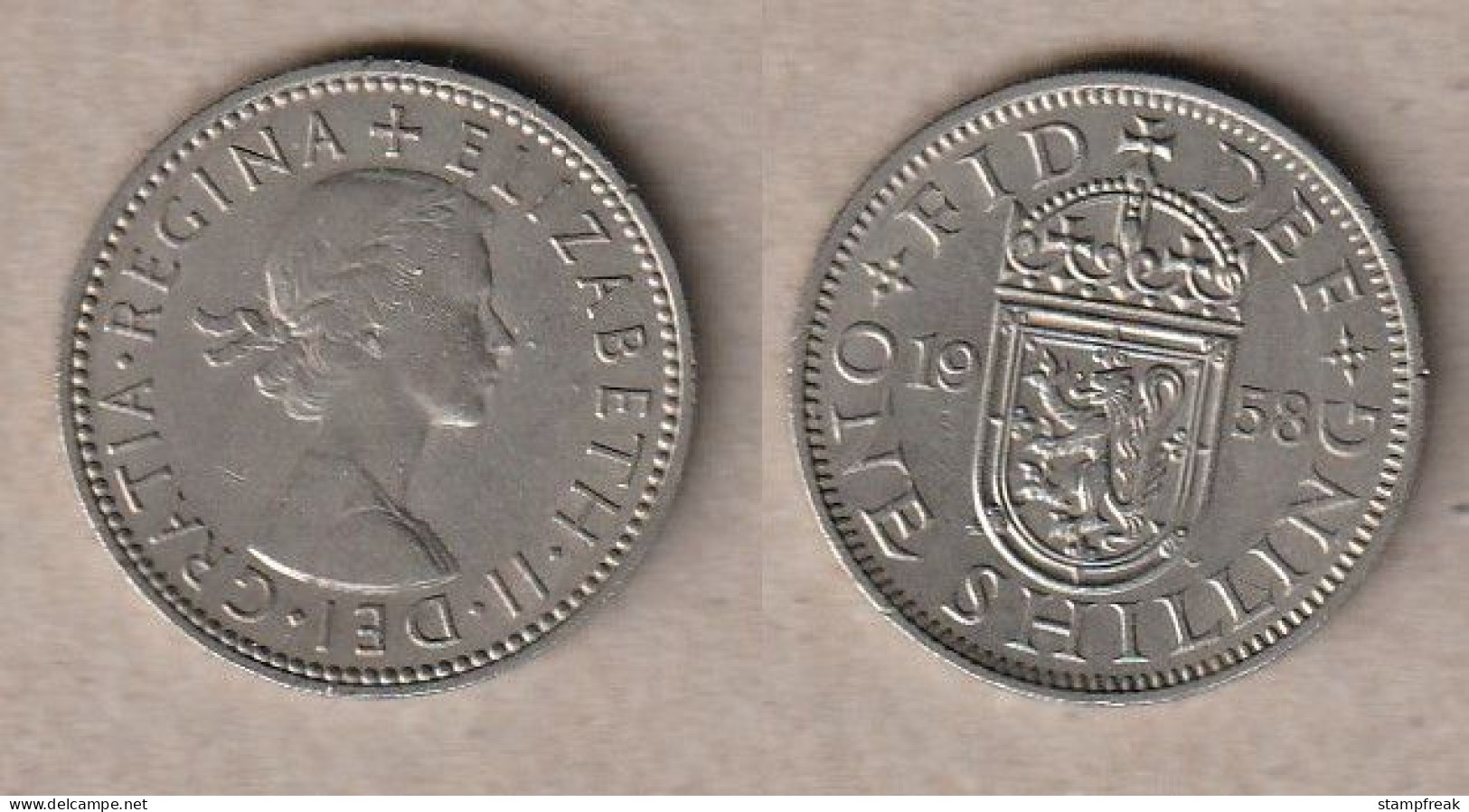 00950) Grossbritannien, 1 Shilling 1958, Elisabeth II, Schottisch - Sonstige & Ohne Zuordnung