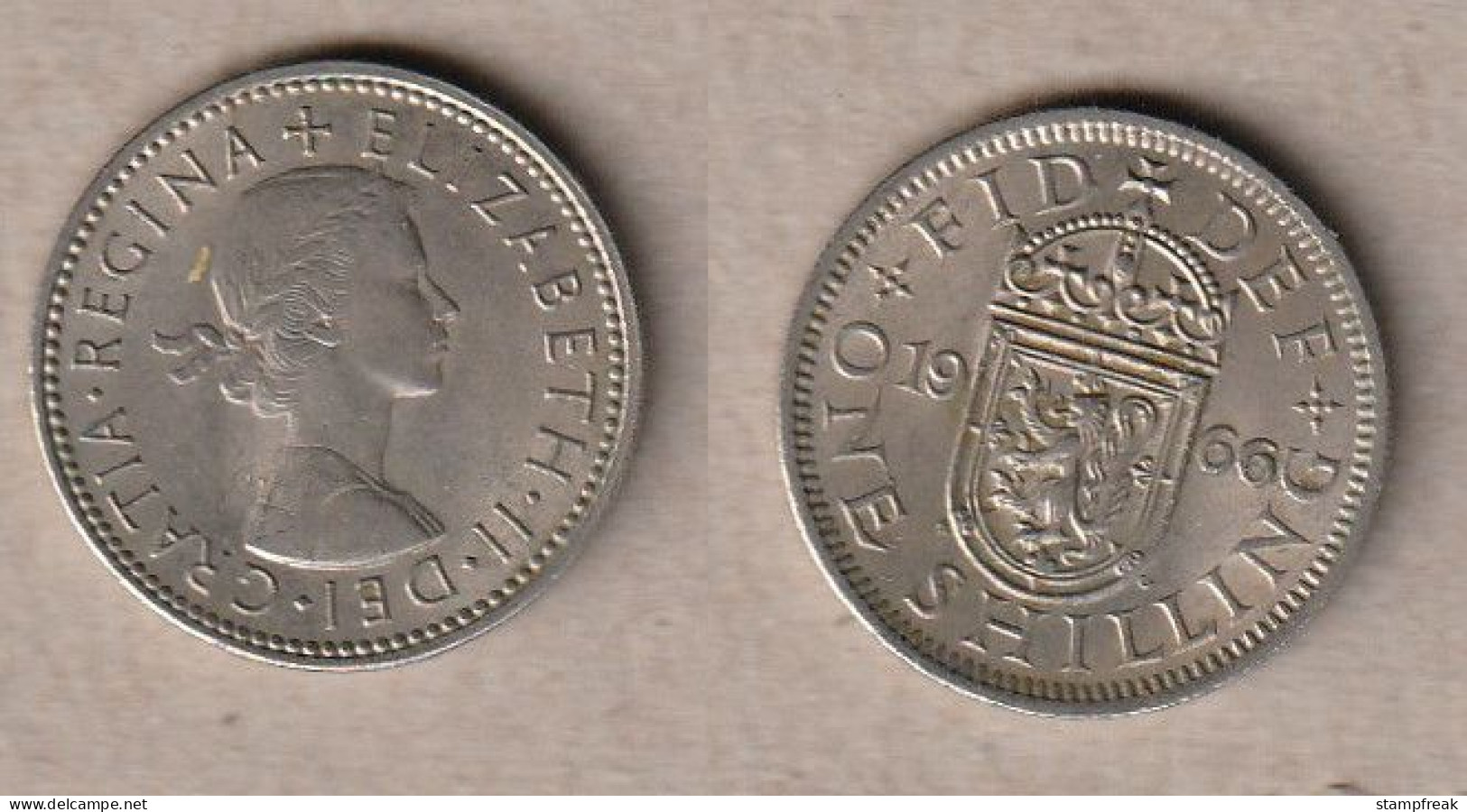 00949) Grossbritannien, 1 Shilling 1966, Elisabeth II, Schottisch - Sonstige & Ohne Zuordnung