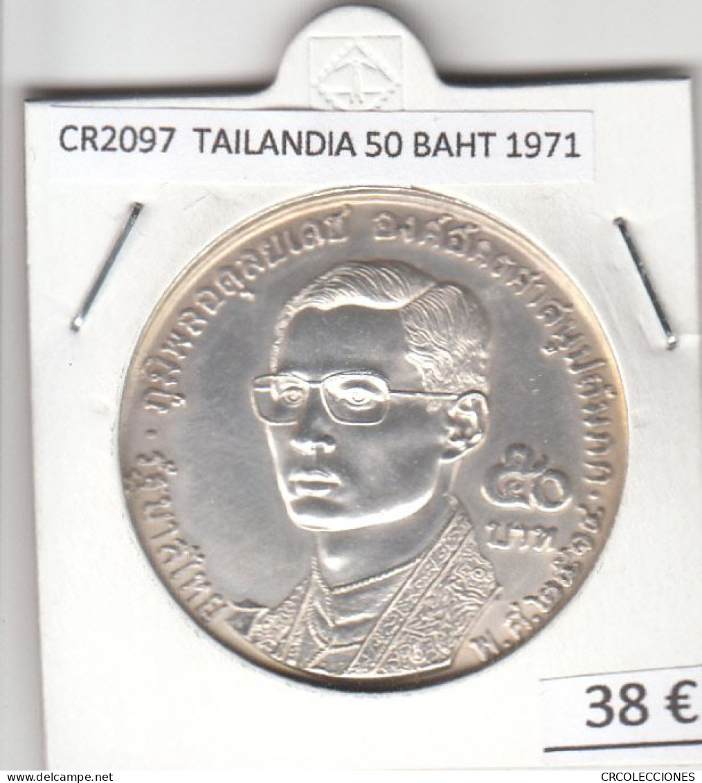 CR2097 MONEDA TAILANDIA 50 BAHT 1971 PLATA - Thaïlande