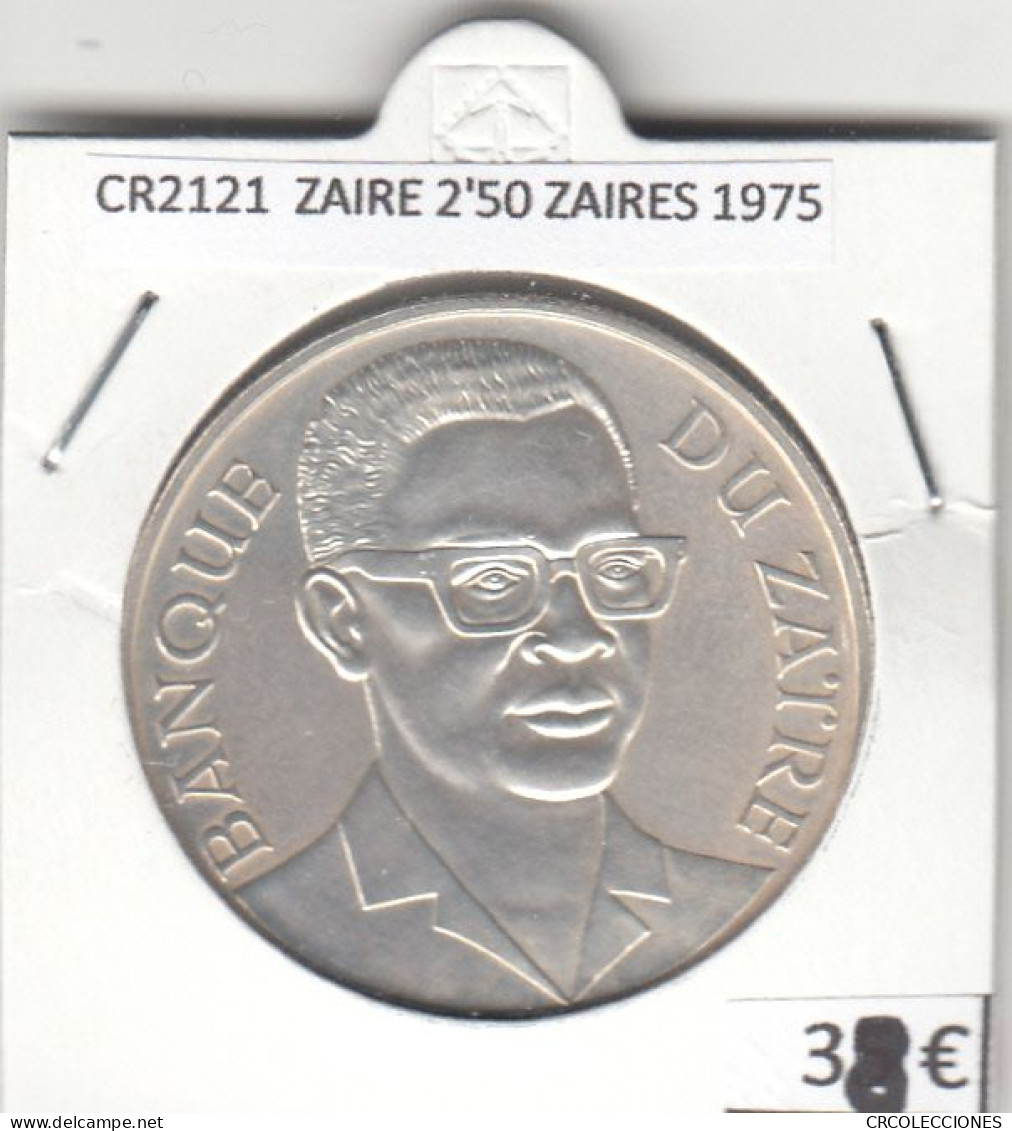 CR2121 MONEDA ZAIRE 2'50 ZAIRES 1975 PLATA - Zaire (1971-97)