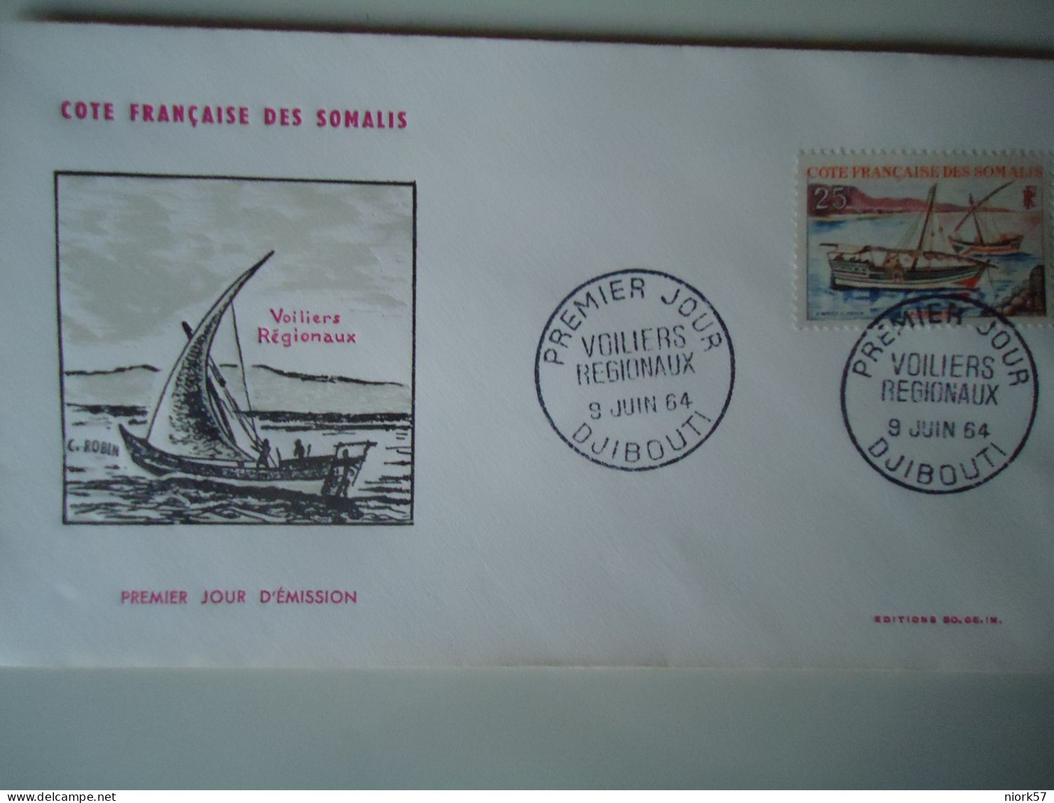 SOMALIA   FRANCE  FDC  COVER  1964  SHIPS BOATS - Otros & Sin Clasificación