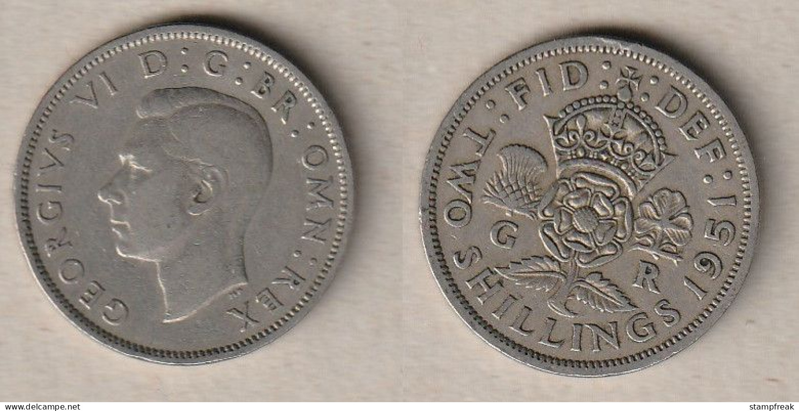 00964) Grossbritannien, Florin 1951, George VI - Andere & Zonder Classificatie