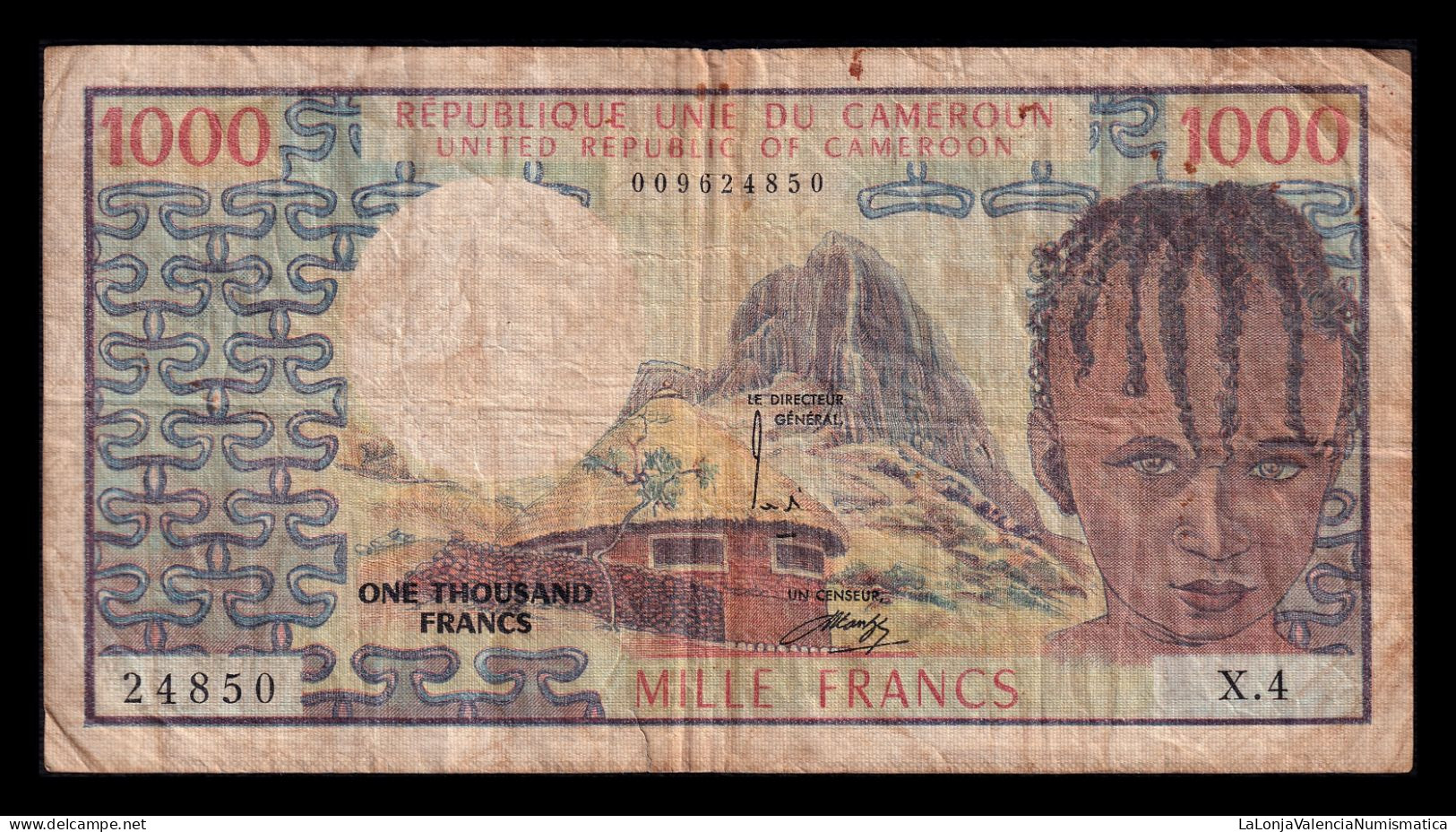 Central African St. Cameroon 1000 Francs 1974 Pick 16a Bc F - Camerun