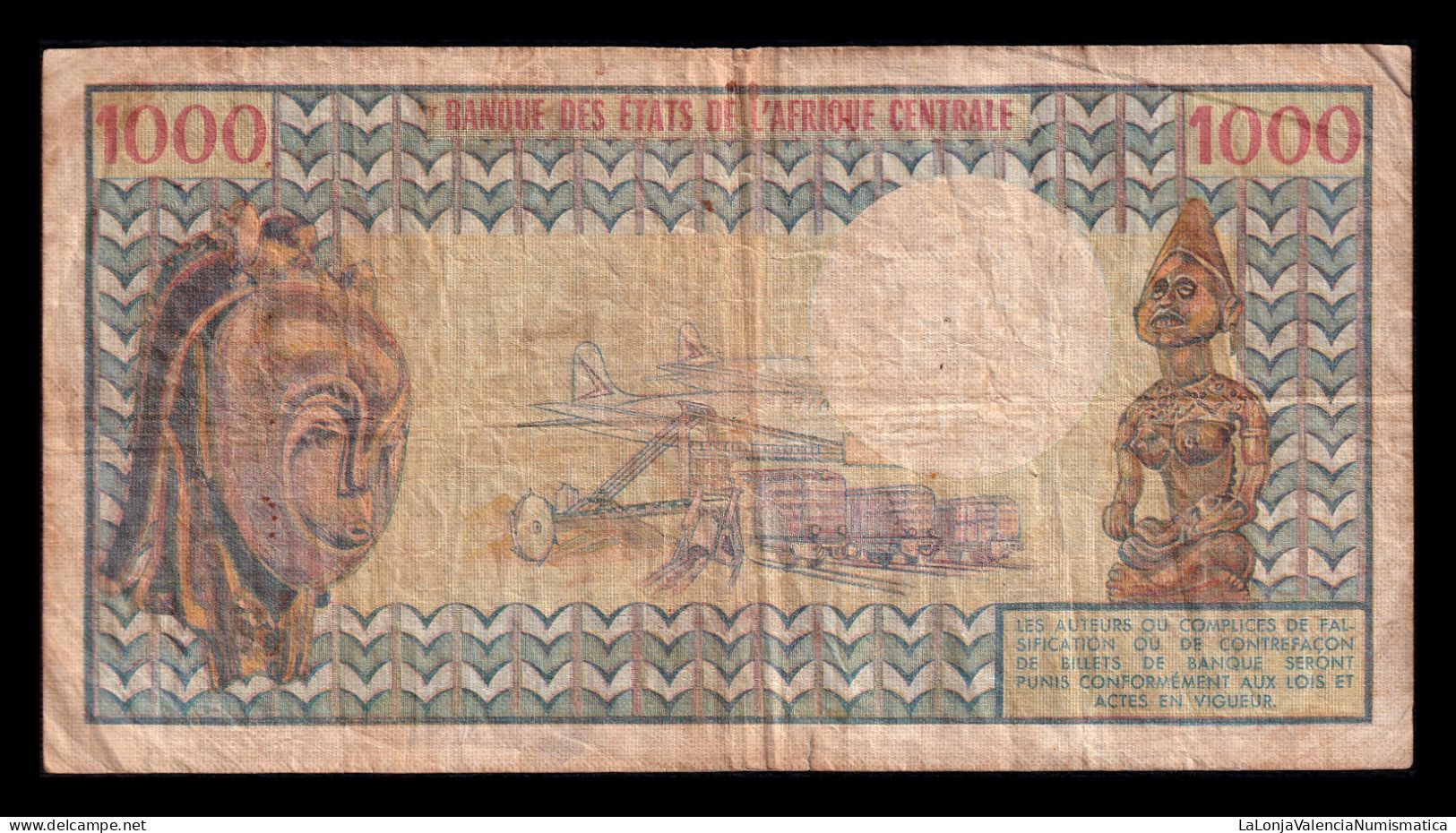 Central African St. Cameroon 1000 Francs 1974 Pick 16a Bc F - Cameroun