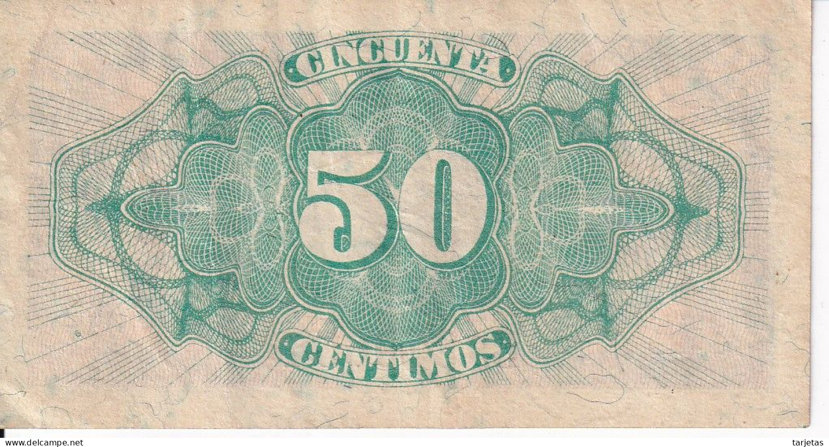 BILLETE DE ESPAÑA DE 50 CTS DEL AÑO 1937 LETRA B EN CALIDAD MBC (VF) REPUBLICA ESPAÑOLA - Autres & Non Classés