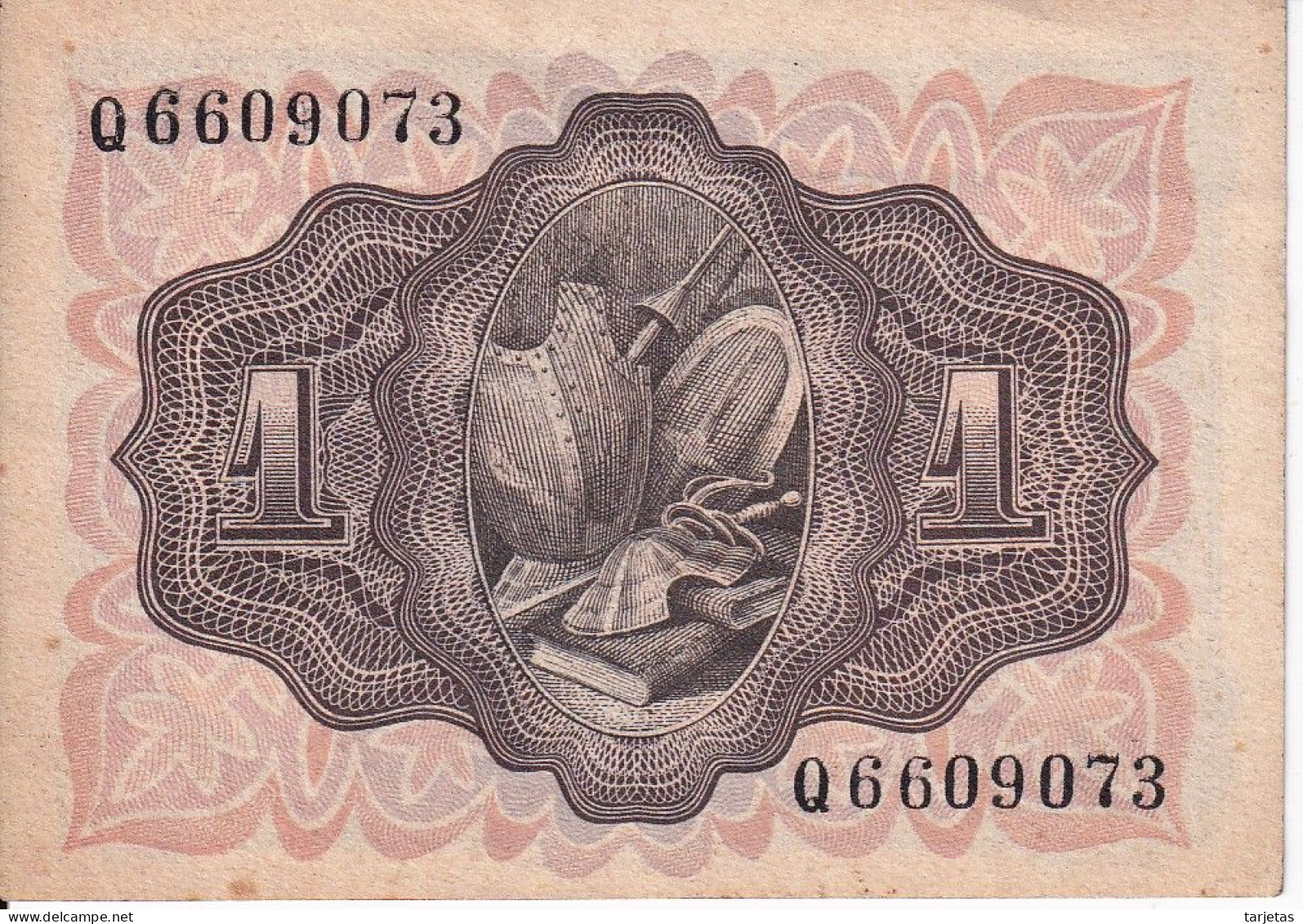 BILLETE DE ESPAÑA DE 1 PTA DEL AÑO 1951 SERIE Q - EL QUIJOTE - 1-2 Pesetas